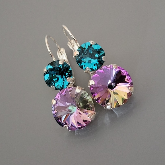 Austrian Crystal Earrings in Shiny Silver - Picture 8 of 11